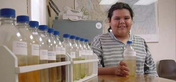 Fifth graders from the Assiniboine Sioux Tribe collected water samples judged on appearance, odor, and total mineral content, verified by a parent as coming from a household tap.